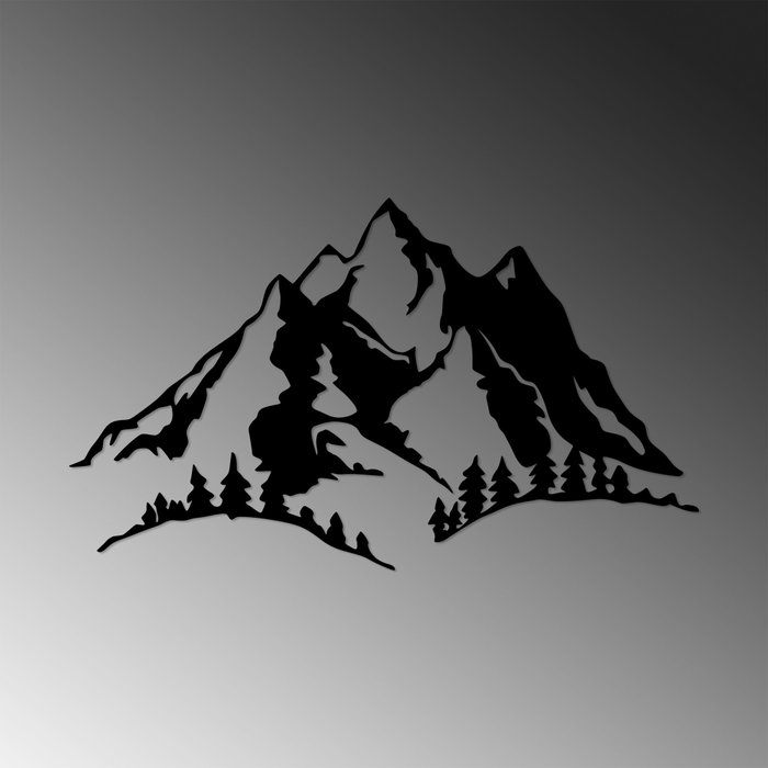 Wallity Mountain - 487 Accesorio de Pared Decorativo de Metal Negro